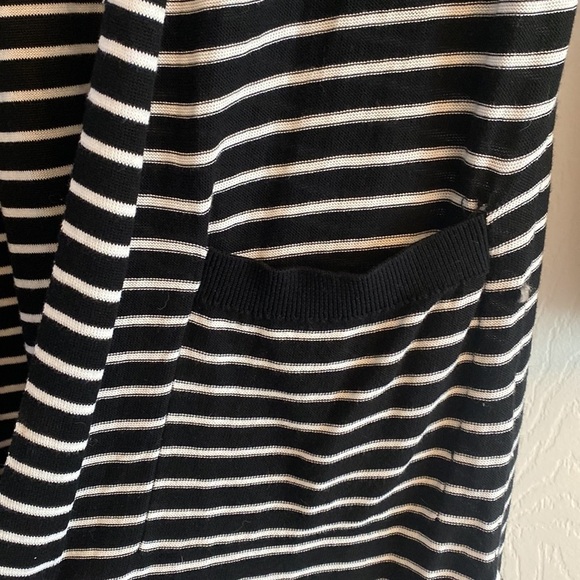 Elliot Lauren black white striped open duster sweater‎ size XS knit cozy - Picture 2 of 4